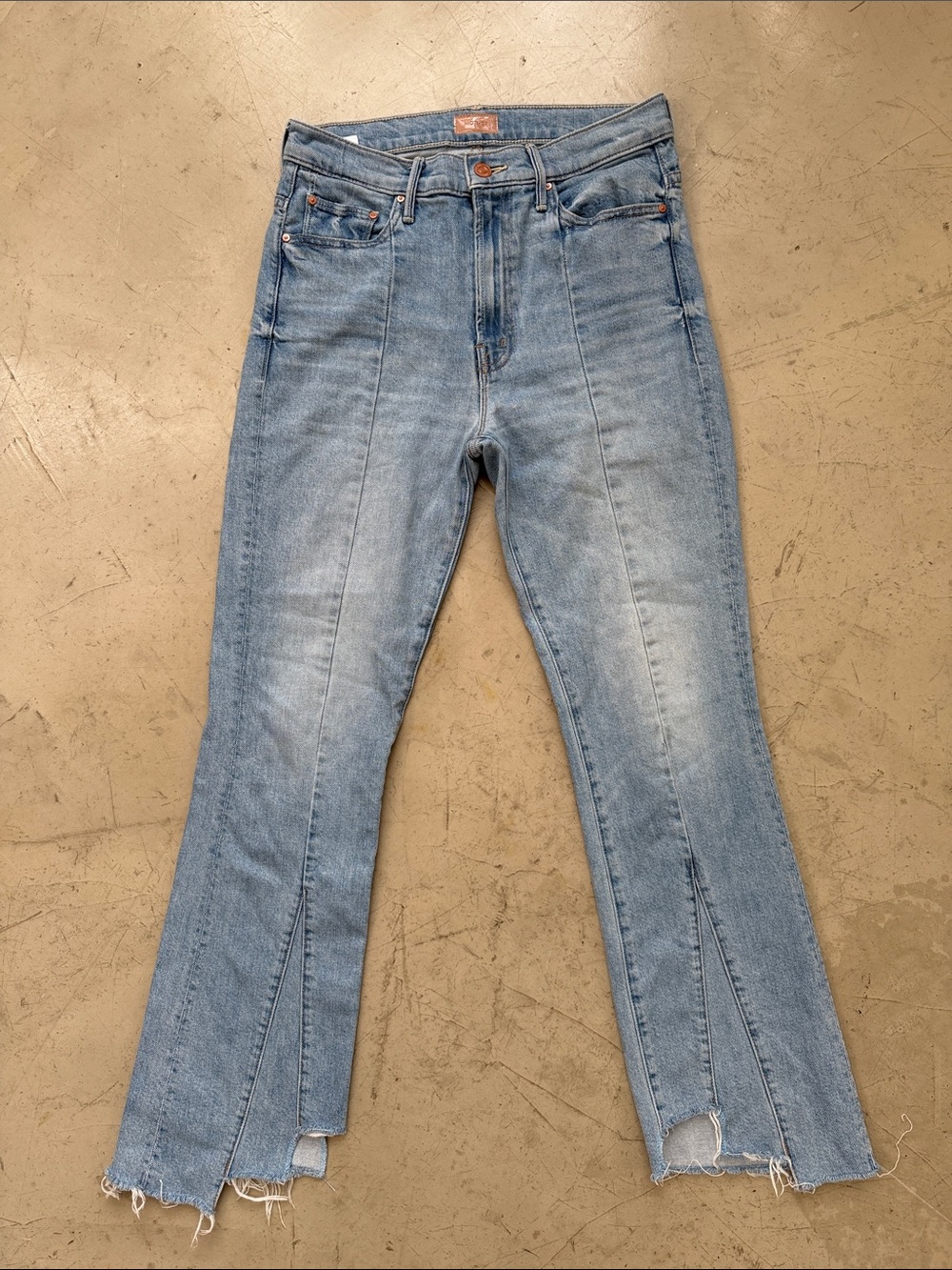 28 Mother insider crop Women’s Light Blue High-Rise Split-Hem fray Jeans